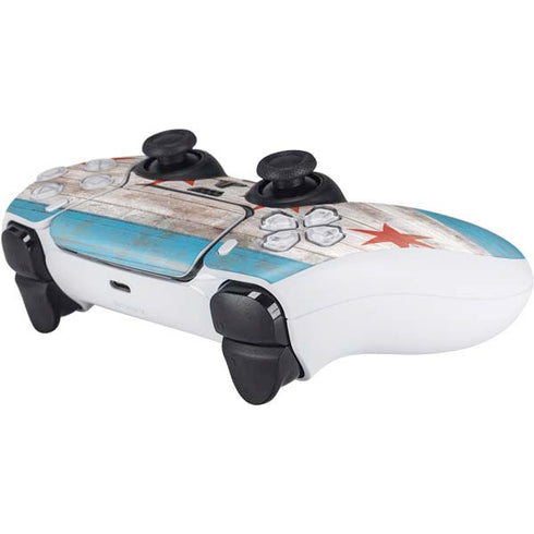 Chicago Flag Dark Wood PS5 Controller Skin