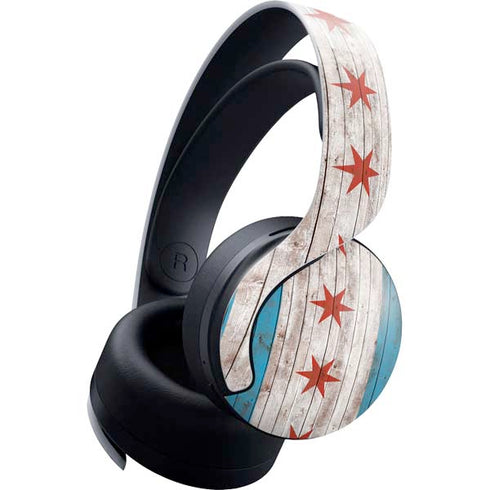 Chicago Flag Dark Wood PULSE 3D Wireless Headset for PS5 Skin