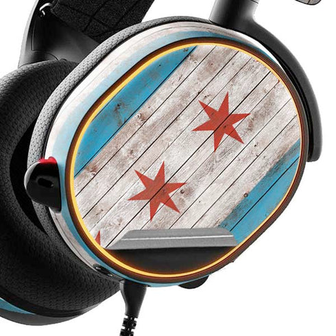 Chicago Flag Dark Wood SteelSeries Arctis 3 Skin