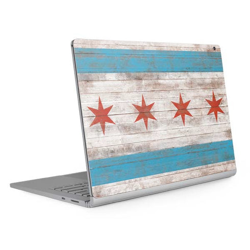 Chicago Flag Dark Wood Surface Book 2 15in Skin