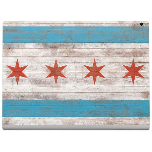 Chicago Flag Dark Wood Surface Book 2 15in Skin