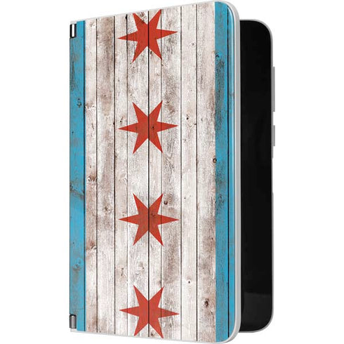 Chicago Flag Dark Wood Surface Duo Skin