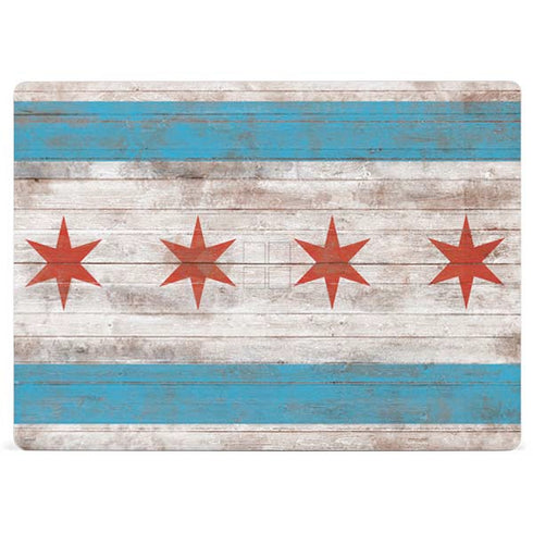 Chicago Flag Dark Wood Surface Laptop 3 13.5in Skin