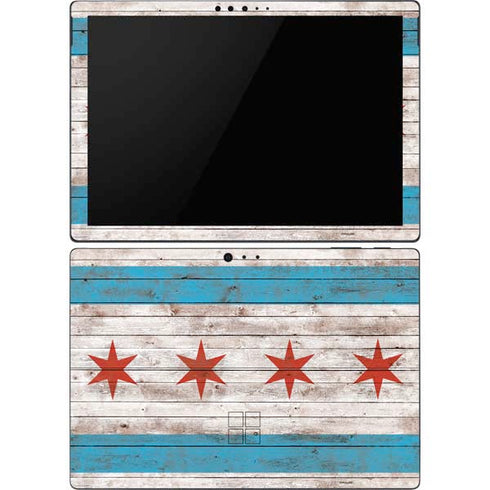 Chicago Flag Dark Wood Surface Pro 6 Skin