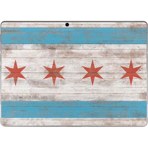 Chicago Flag Dark Wood Surface Pro 8 Skin