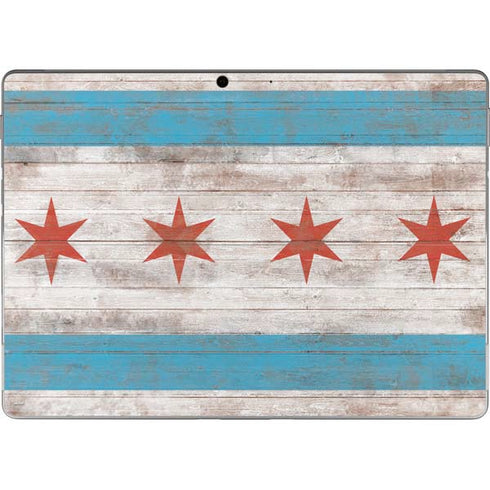 Chicago Flag Dark Wood Surface Pro 9 Skin