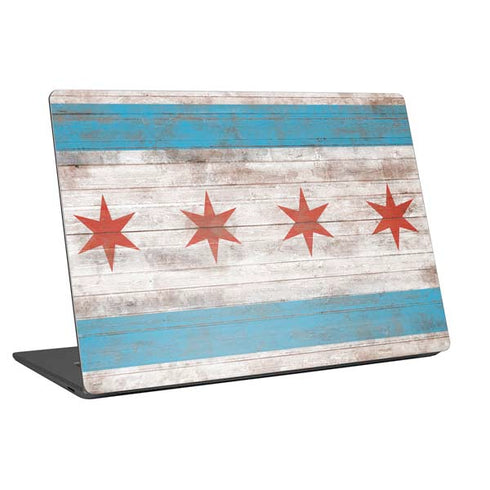 Chicago Flag Dark Wood Universal Laptop 13in (10.6 x 7.6in) Skin