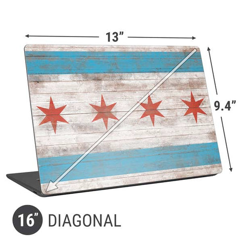 Chicago Flag Dark Wood Universal Laptop 16in (13 x 9.4in) Skin