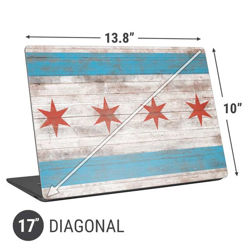 Chicago Flag Dark Wood Universal Laptop 17in (13.8 x 10in) Skin