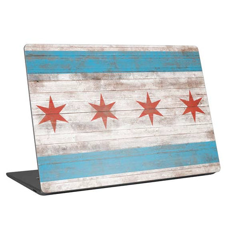 Chicago Flag Dark Wood Universal Laptop 18in (14.6 x 10.6in) Skin