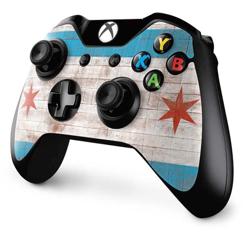 Chicago Flag Dark Wood Xbox One Controller Skin