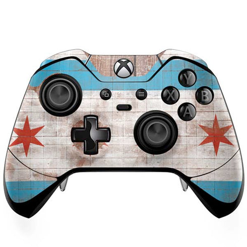 Chicago Flag Dark Wood Xbox One Elite Controller Skin