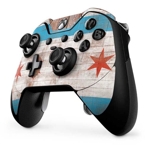 Chicago Flag Dark Wood Xbox One Elite Controller Skin
