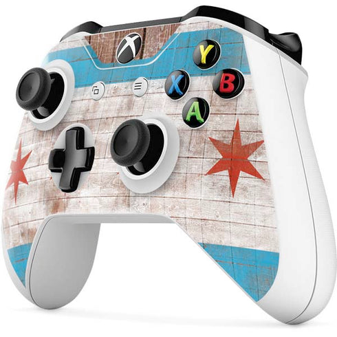 Chicago Flag Dark Wood Xbox One S All-Digital Edition Bundle Skin