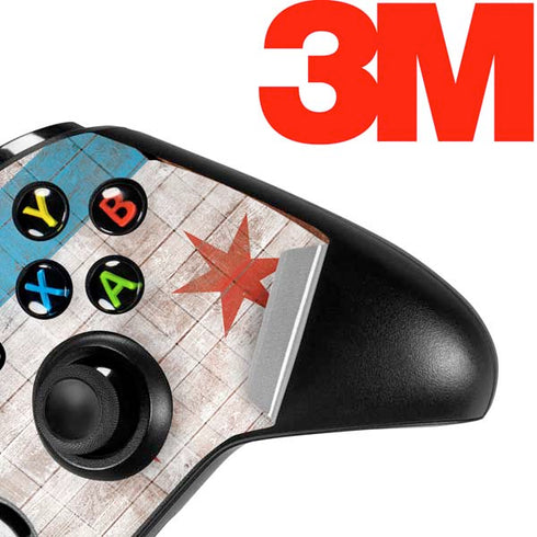 Chicago Flag Dark Wood Xbox One S Controller Skin
