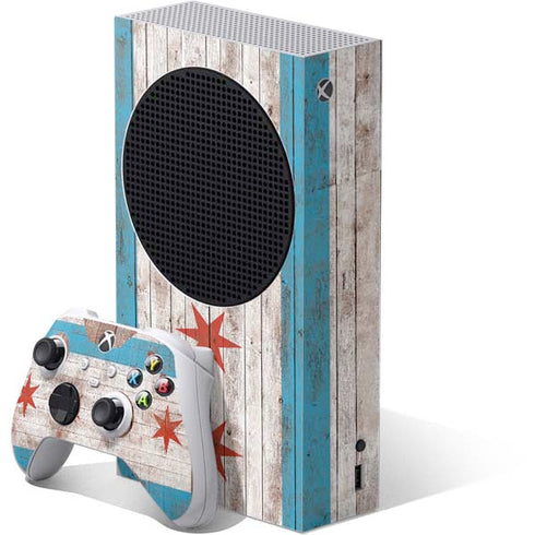 Chicago Flag Dark Wood Xbox Series S Bundle Skin