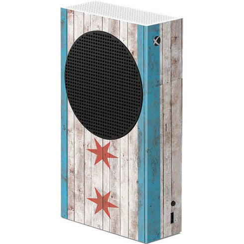 Chicago Flag Dark Wood Xbox Series S Console Skin