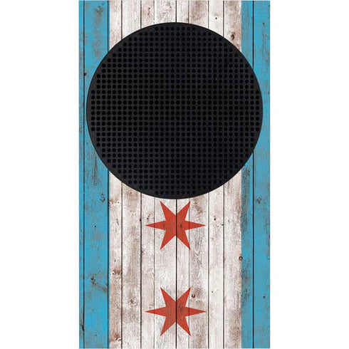 Chicago Flag Dark Wood Xbox Series S Console Skin