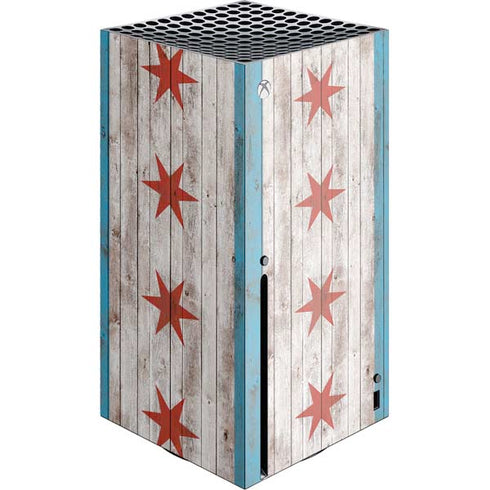 Chicago Flag Dark Wood Xbox Series X Console Skin