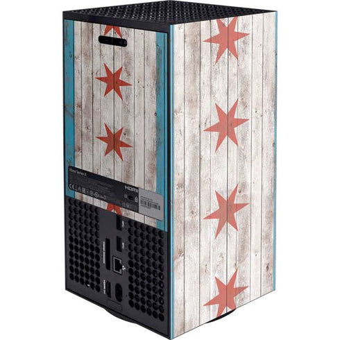 Chicago Flag Dark Wood Xbox Series X Console Skin