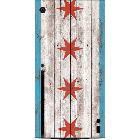 Chicago Flag Dark Wood Xbox Series X Console Skin