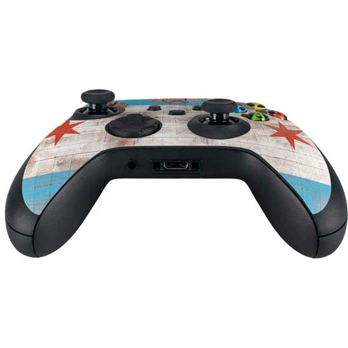 Chicago Flag Dark Wood Xbox Series X Controller Skin