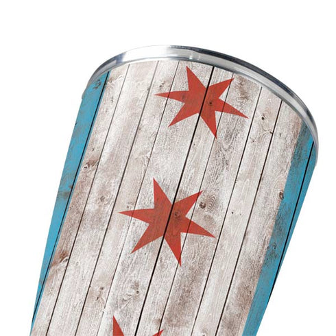 Chicago Flag Dark Wood Yeti 20oz Tumbler Skin