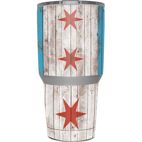 Chicago Flag Dark Wood Yeti 30oz Rambler Tumbler Skin