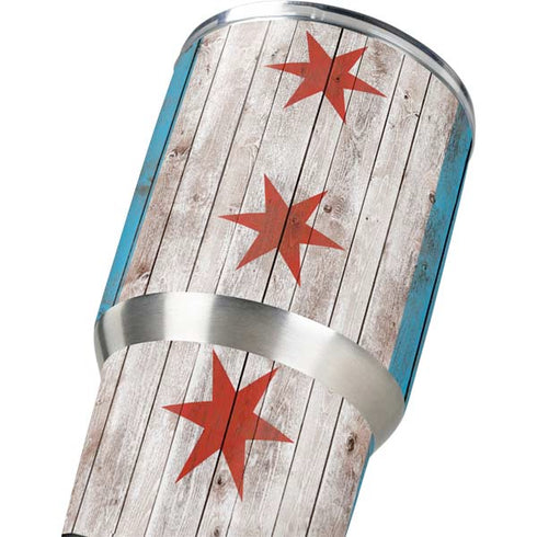 Chicago Flag Dark Wood Yeti 30oz Rambler Tumbler Skin
