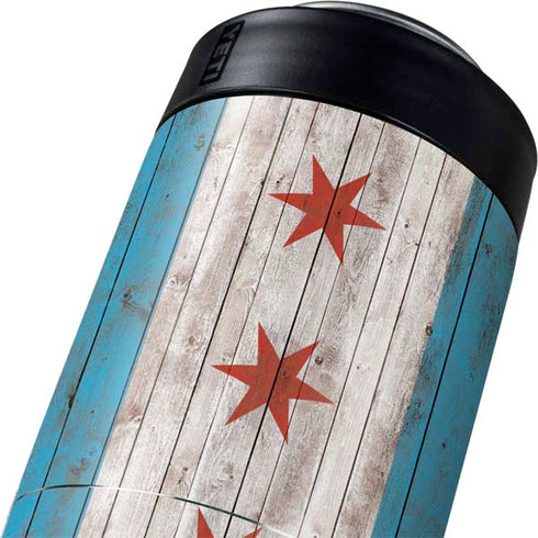 Chicago Flag Dark Wood Yeti Colster Can Insulator Skin