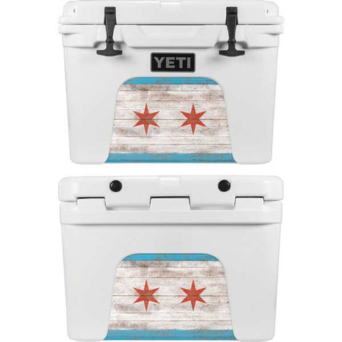 Chicago Flag Dark Wood YETI Tundra 35 Hard Cooler Skin