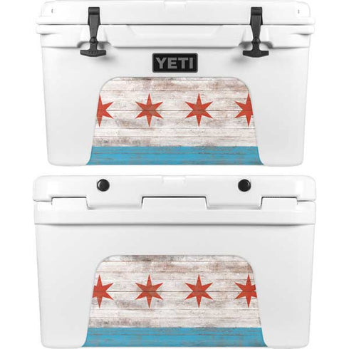 Chicago Flag Dark Wood YETI Tundra 45 Hard Cooler Skin