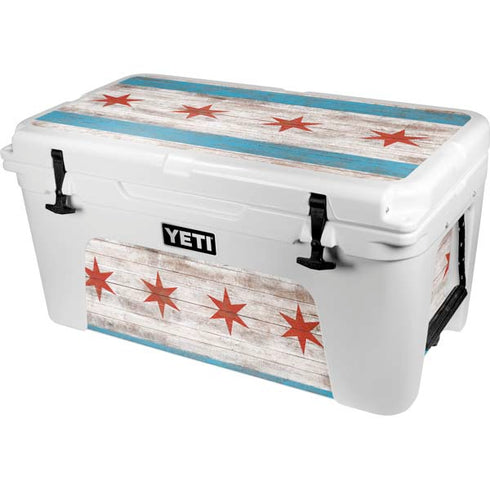 Chicago Flag Dark Wood YETI Tundra 65 Hard Cooler Skin
