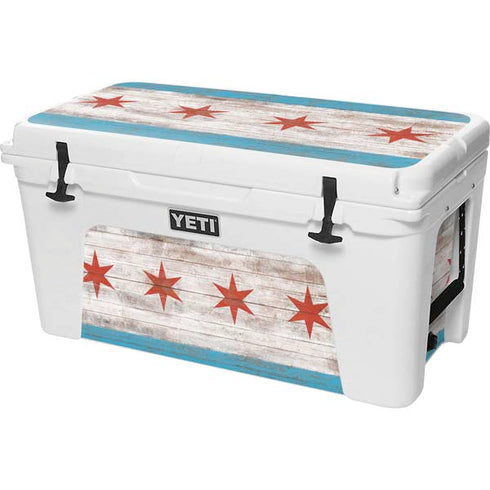 Chicago Flag Dark Wood YETI Tundra 75 Hard Cooler Skin