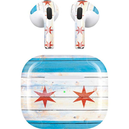 Chicago Flag Light Wood Apple AirPods (3rd Gen 2021) Skin