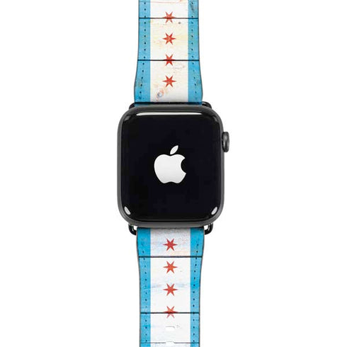 Chicago Flag Light Wood Apple Watch Band 42-44mm