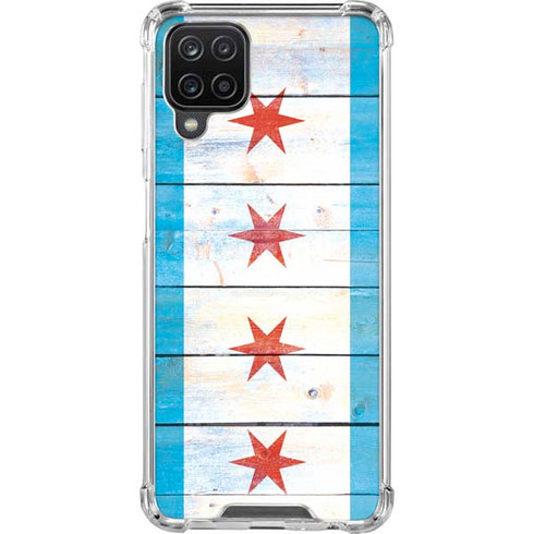 Chicago Flag Light Wood Galaxy A12 Clear Case