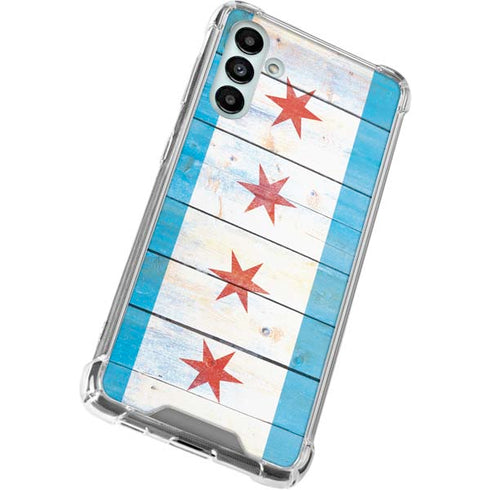 Chicago Flag Light Wood Galaxy A13 5G Clear Case