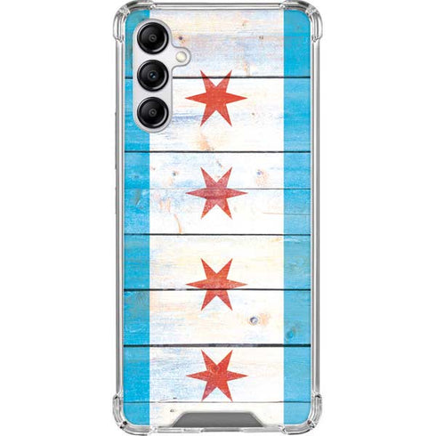 Chicago Flag Light Wood Galaxy A14 5G Clear Case