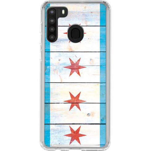 Chicago Flag Light Wood Galaxy A21 Clear Case