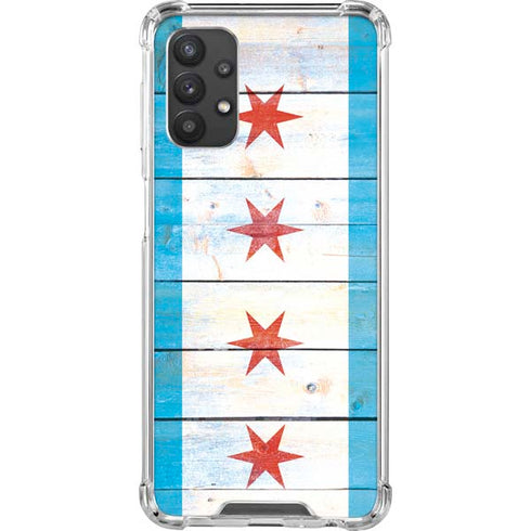 Chicago Flag Light Wood Galaxy A32 5G Clear Case