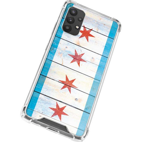 Chicago Flag Light Wood Galaxy A32 5G Clear Case