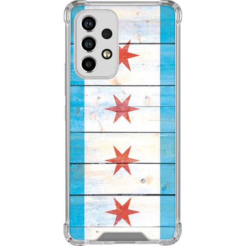 Chicago Flag Light Wood Galaxy A53 5G Clear Case