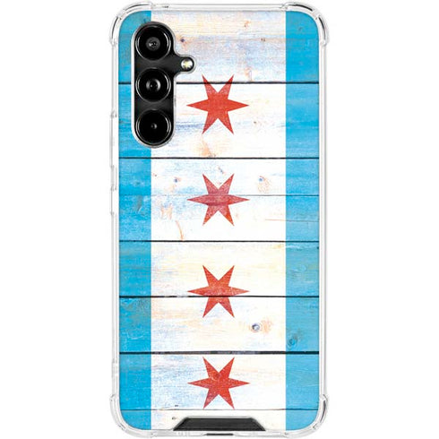 Chicago Flag Light Wood Galaxy A54 5G Clear Case