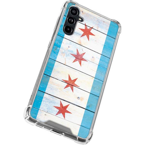 Chicago Flag Light Wood Galaxy A54 5G Clear Case