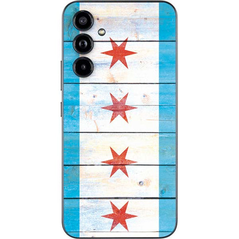 Chicago Flag Light Wood Galaxy A54 5G Skin