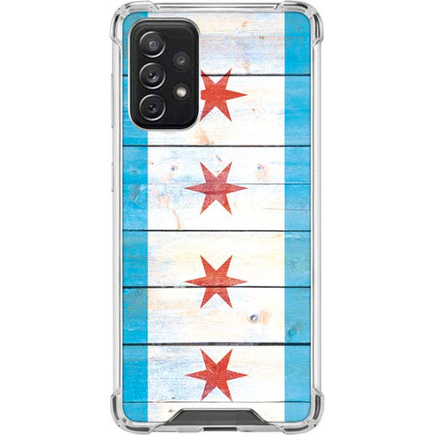 Chicago Flag Light Wood Galaxy A72 5G Clear Case
