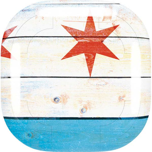 Chicago Flag Light Wood Galaxy Buds Live Skin