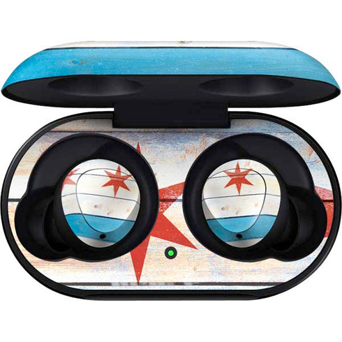 Chicago Flag Light Wood Galaxy Buds Skin