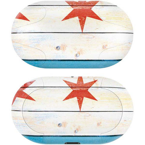 Chicago Flag Light Wood Galaxy Buds Skin